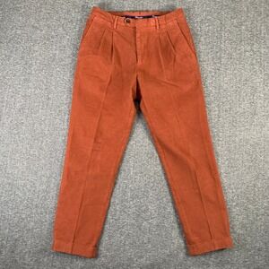 Drumohr Pleated Trousers Men 30x27 Orange Pant Suede Old Money Luxury Italy